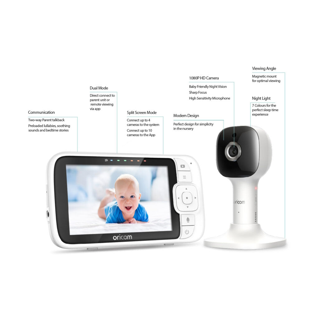 5″ Smart HD Nursery Pal Baby Monitor Twin Pack - Oricom New Zealand 